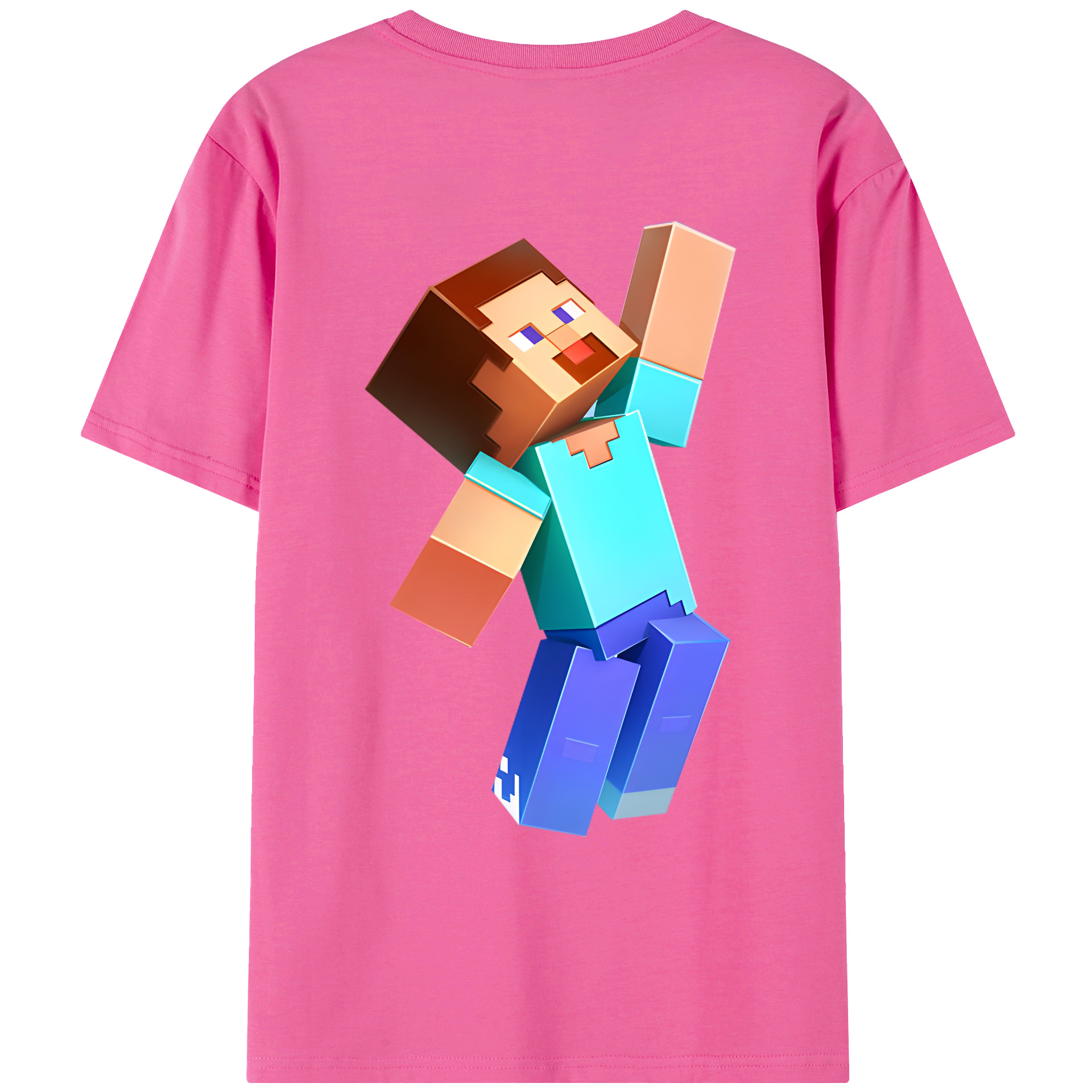 （画像用） マインクラフト ブロックの世界 Minecraft MC Block world レディース半袖Tシャツ(バックプリント)